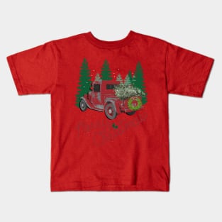 Christmas Red Truck Vintage Merry Christmas Gifts Kids T-Shirt